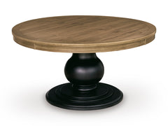 Ridgester Beige/Black/Light Brown Round Dining Table and 6 Chairs - Ornate Home