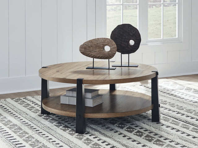 Ridgester Light Brown/Black Coffee Table (Online Special Price) - Ornate Home