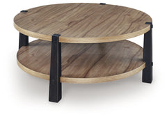 Ridgester Light Brown/Black Coffee Table - Ornate Home