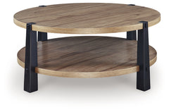Ridgester Light Brown/Black Coffee Table - Ornate Home