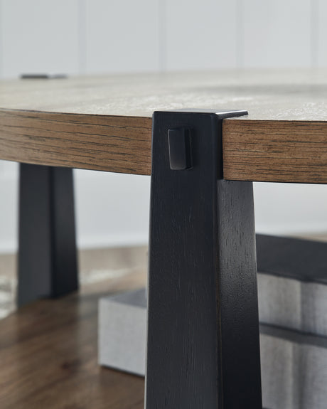 Ridgester Light Brown/Black Coffee Table - Ornate Home