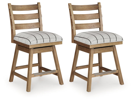 Ridgester Light Brown Counter Height Barstool (Set of 2) - Ornate Home
