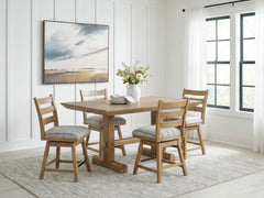 Ridgester Light Brown Counter Height Dining Table and 4 Barstools - Ornate Home