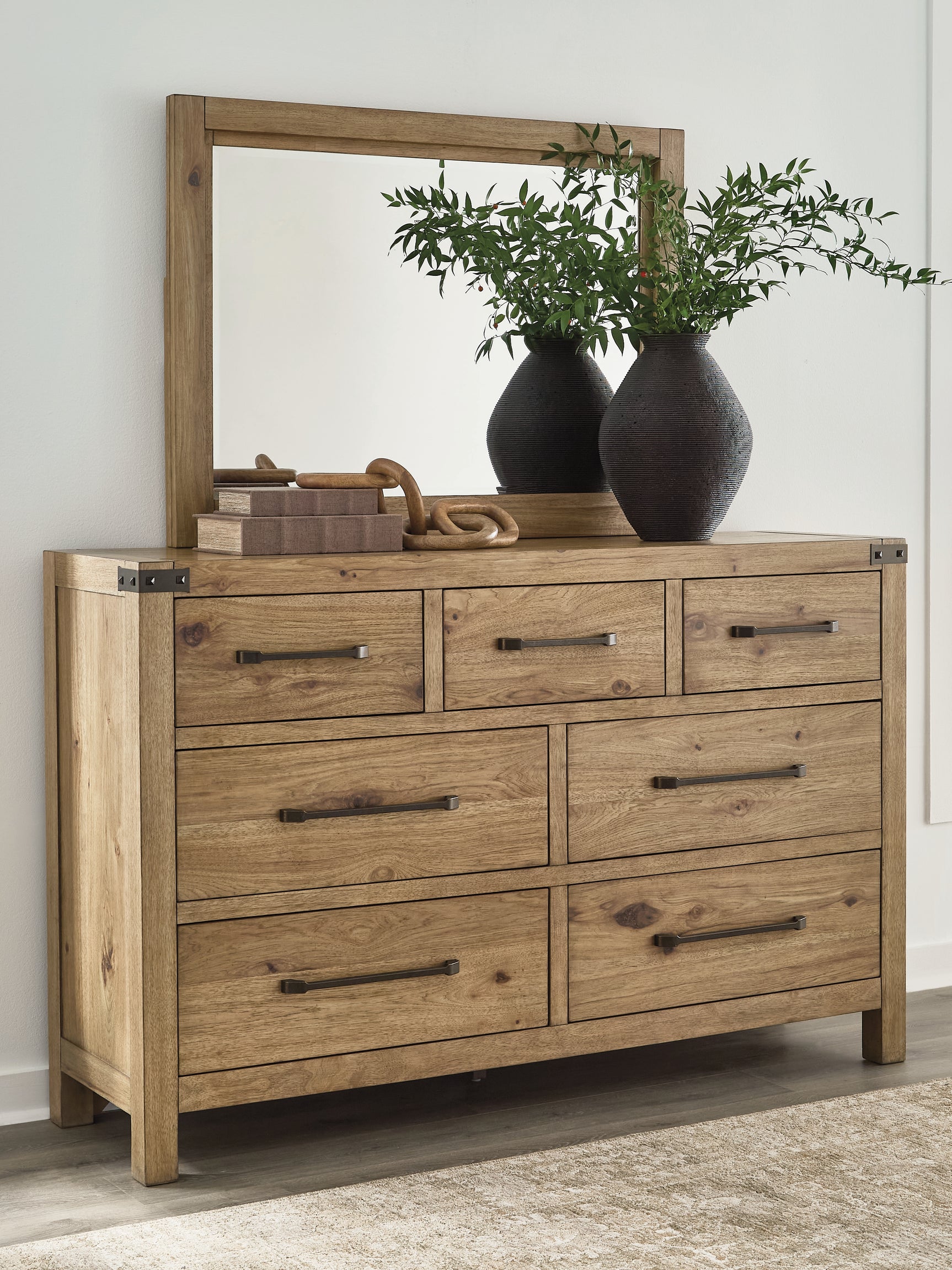 Ridgester Light Brown Dresser and Mirror (Online Special Price) - Ornate Home
