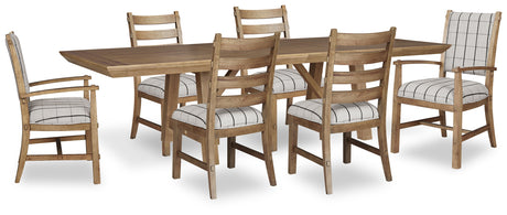 Ridgester Light Brown Extension Dining Table, 2 Arm Chairs and 4 Side Chairs - Ornate Home