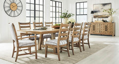 Ridgester Light Brown Extension Dining Table, 2 Arm Chairs and 6 Side Chairs - Ornate Home