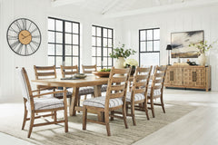 Ridgester Light Brown Extension Dining Table, 2 Arm Chairs and 6 Side Chairs - Ornate Home