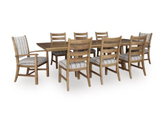 Ridgester Light Brown Extension Dining Table, 2 Arm Chairs and 6 Side Chairs - Ornate Home