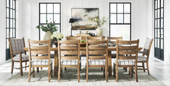 Ridgester Light Brown Extension Dining Table, 2 Arm Chairs and 8 Side Chairs - Ornate Home