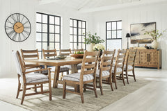 Ridgester Light Brown Extension Dining Table, 2 Arm Chairs and 8 Side Chairs - Ornate Home