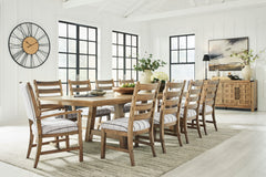 Ridgester Light Brown Extension Dining Table, 2 Arm Chairs and 8 Side Chairs - Ornate Home