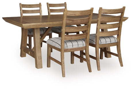 Ridgester Light Brown Extension Dining Table and 4 Chairs - Ornate Home