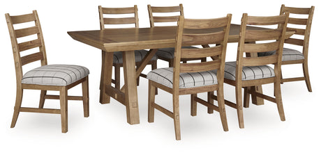 Ridgester Light Brown Extension Dining Table and 6 Chairs - Ornate Home
