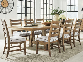 Ridgester Light Brown Extension Dining Table and 8 Chairs (Online Special Price) - Ornate Home