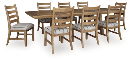 Ridgester Light Brown Extension Dining Table and 8 Chairs - Ornate Home