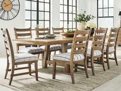 Ridgester Light Brown Extension Dining Table and 8 Chairs - Ornate Home