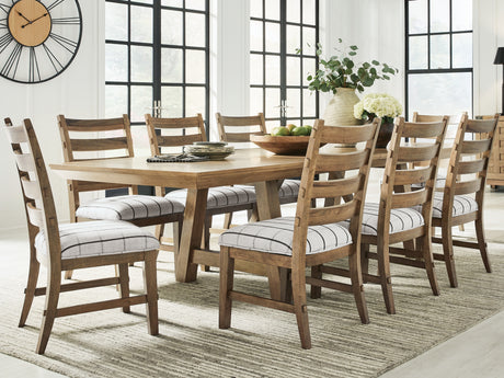 Ridgester Light Brown Extension Dining Table and 8 Chairs - Ornate Home