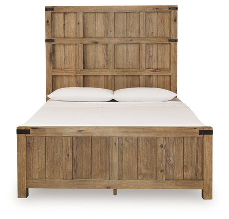 Ridgester Light Brown Queen Panel Bed, Dresser and Mirror - Ornate Home