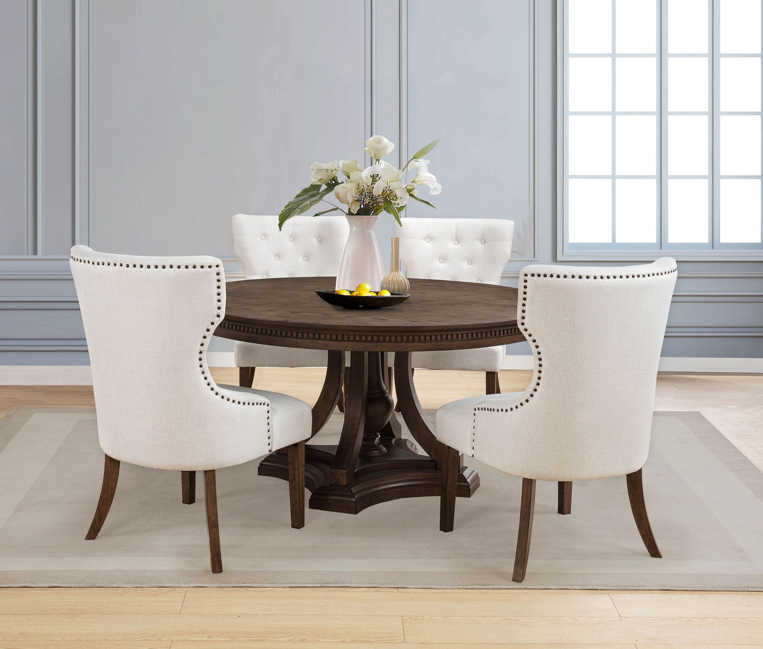 Ridgewell Dark Oak 5-piece Round Pedestal Dining Set