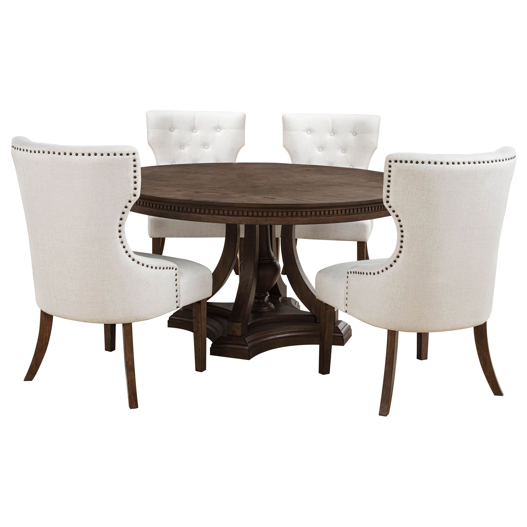Ridgewell Dark Oak 5-piece Round Pedestal Dining Set - Ornate Home