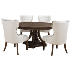 Ridgewell Dark Oak 5-piece Round Pedestal Dining Set - Ornate Home