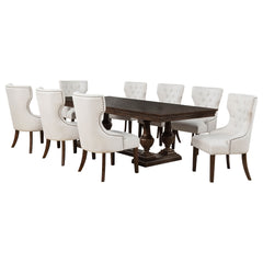 Ridgewell Dark Oak 9-piece Rectangular Trestle Dining Set - Ornate Home