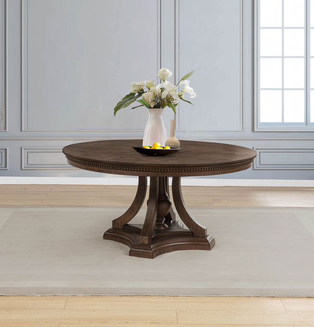 Ridgewell Dark Oak Round Pedestal Dining Table - Ornate Home
