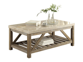 Ridley Weathered Natural Cocktail Table - Ornate Home