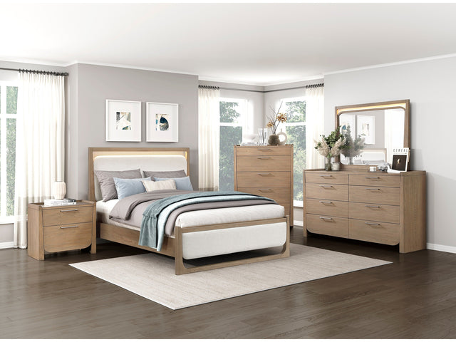 Riley Light Brown/Beige 5-Piece Queen Bedroom Set - Ornate Home