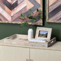 Riley Natural Rectangular Tray With Aztec Design - Ornate Home
