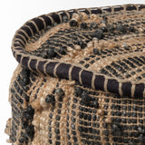 Riley Tan Jute Popcorn Stich Cylindrical Pouf