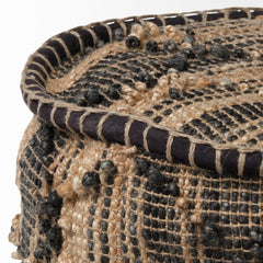 Riley Tan Jute Popcorn Stich Cylindrical Pouf - Ornate Home