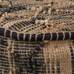Riley Tan Jute Popcorn Stich Cylindrical Pouf - Ornate Home