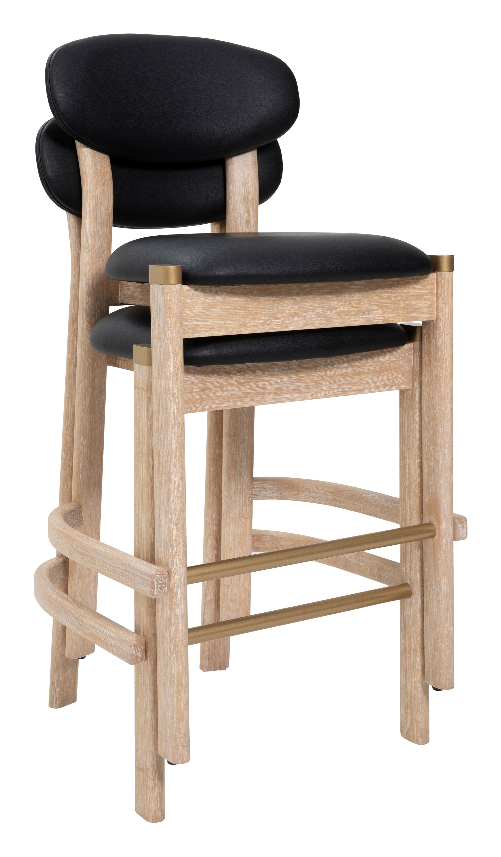 Rilou Black & Natural Barstool (Set of 2)
