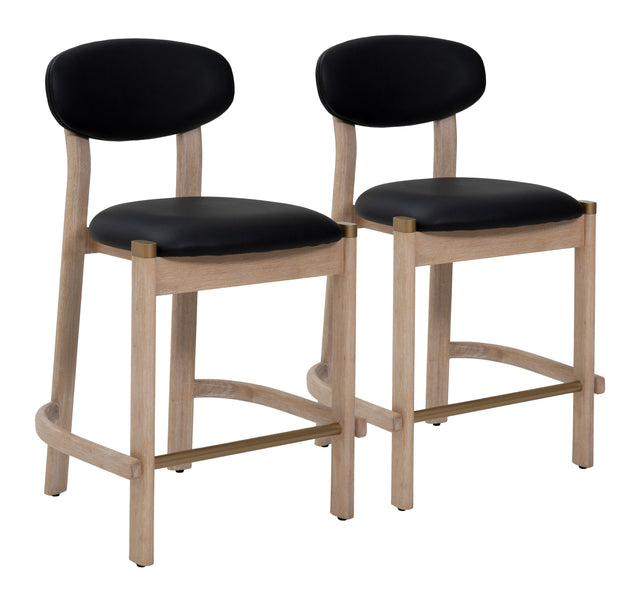 Rilou Black & Natural Counter Stool (Set of 2) - Ornate Home