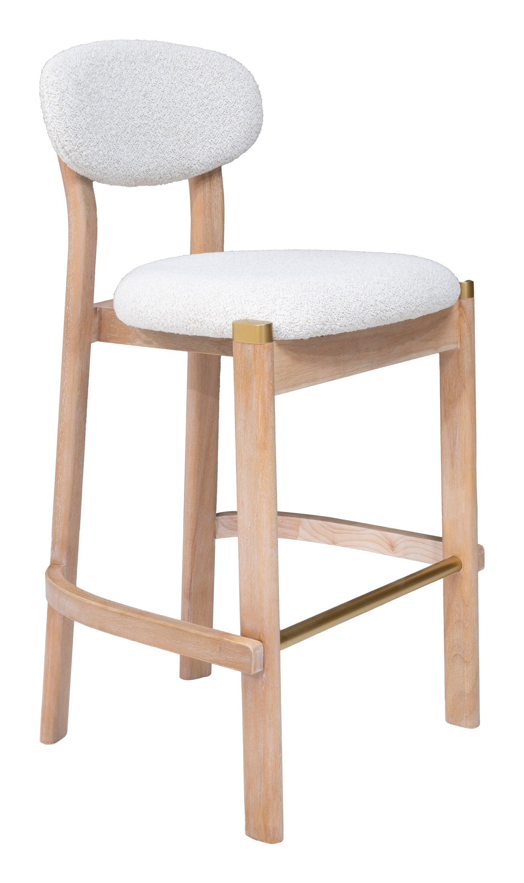 Rilou White & Natural Barstool (Set of 2) - Ornate Home