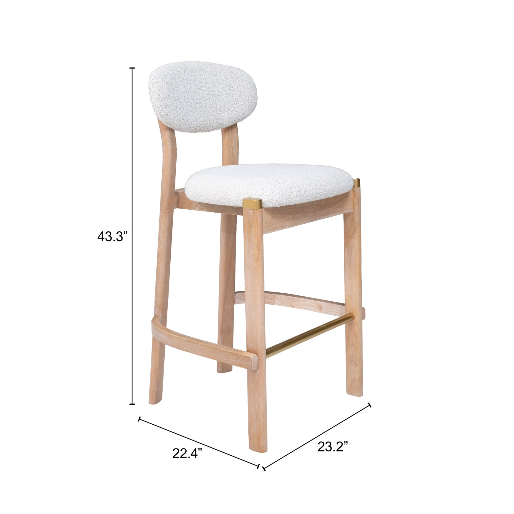 Rilou White & Natural Barstool (Set of 2) - Ornate Home