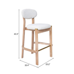 Rilou White & Natural Barstool (Set of 2) - Ornate Home