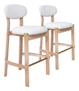Rilou White & Natural Barstool (Set of 2) - Ornate Home