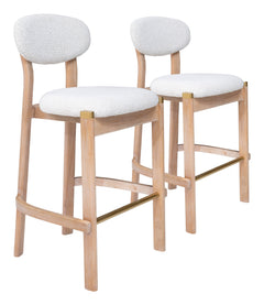 Rilou White & Natural Barstool (Set of 2) - Ornate Home