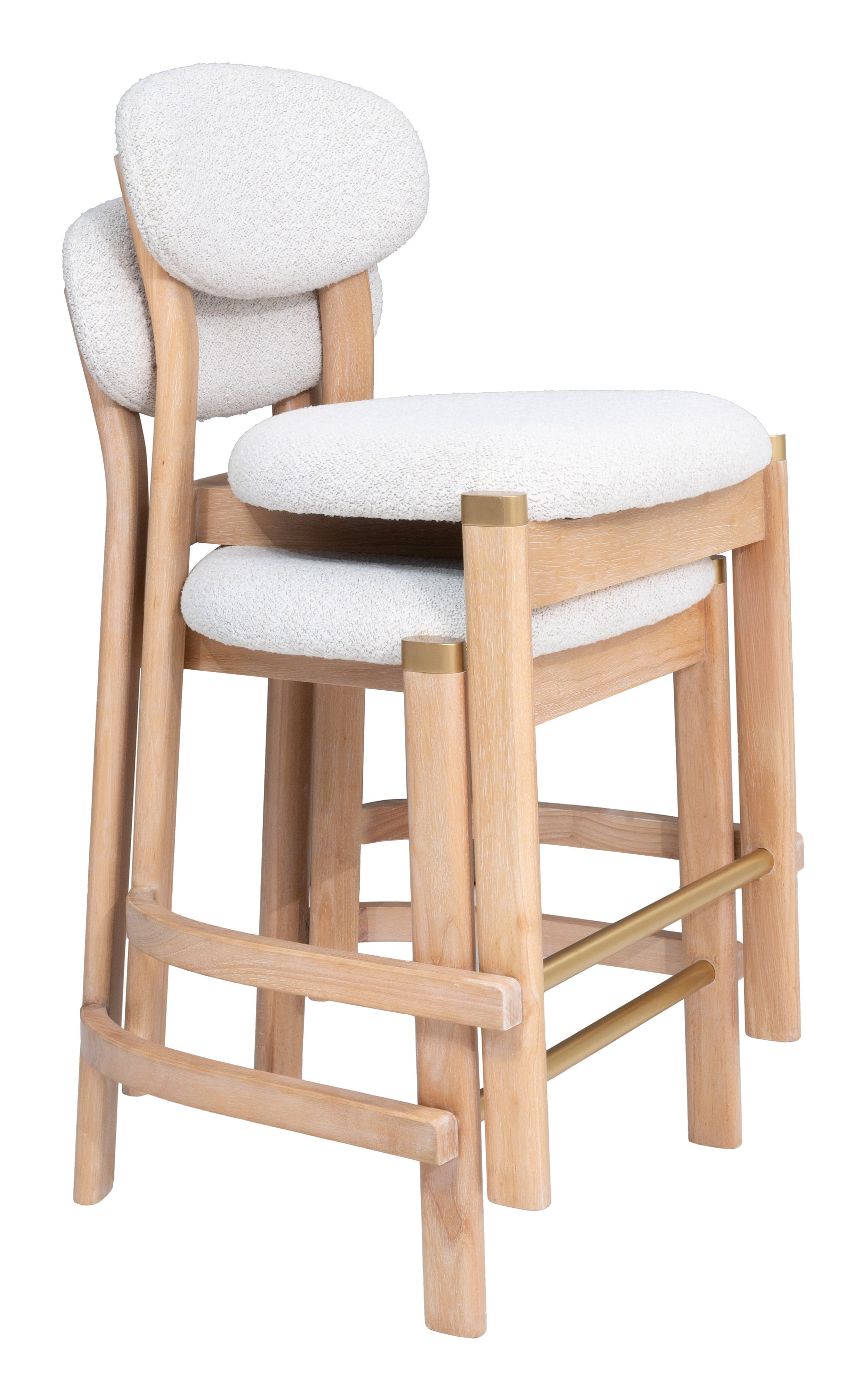 Rilou White & Natural Counter Stool (Set of 2) - Ornate Home