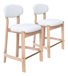 Rilou White & Natural Counter Stool (Set of 2) - Ornate Home