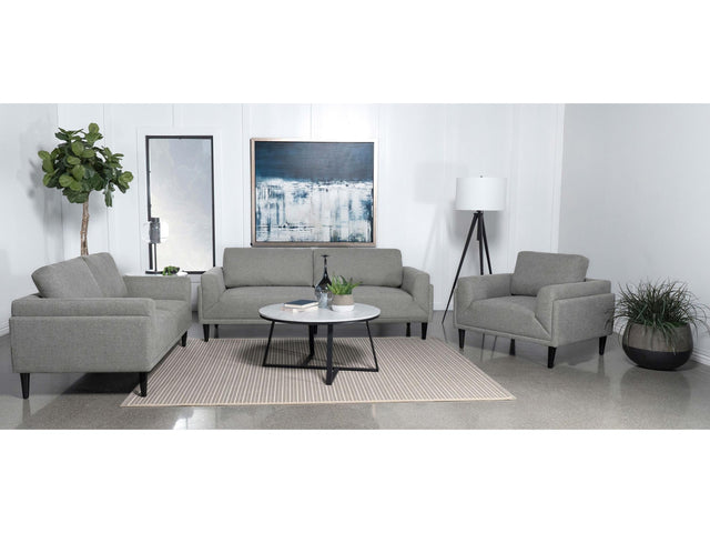 Rilynn Grey 3-piece Upholstered Track Arm Sofa Set - Ornate Home