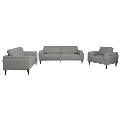 Rilynn Grey 3-piece Upholstered Track Arm Sofa Set - Ornate Home