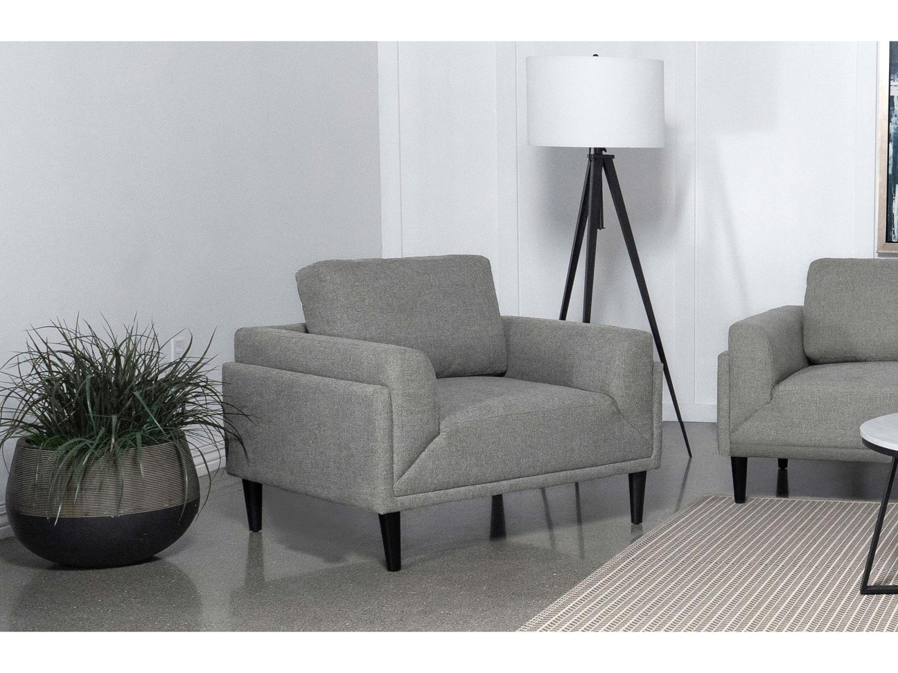 Rilynn Grey Upholstered Track Arm Accent Chair - Ornate Home