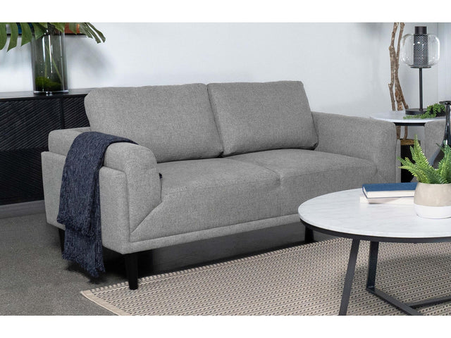 Rilynn Grey Upholstered Track Arm Loveseat - Ornate Home