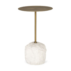 Rini Gold/White Metal and Marble Accent Table