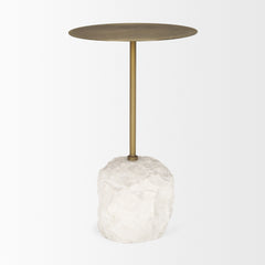 Rini Gold/White Metal and Marble Accent Table
