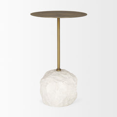 Rini Gold/White Metal and Marble Accent Table