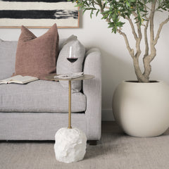 Rini Gold/White Metal and Marble Accent Table